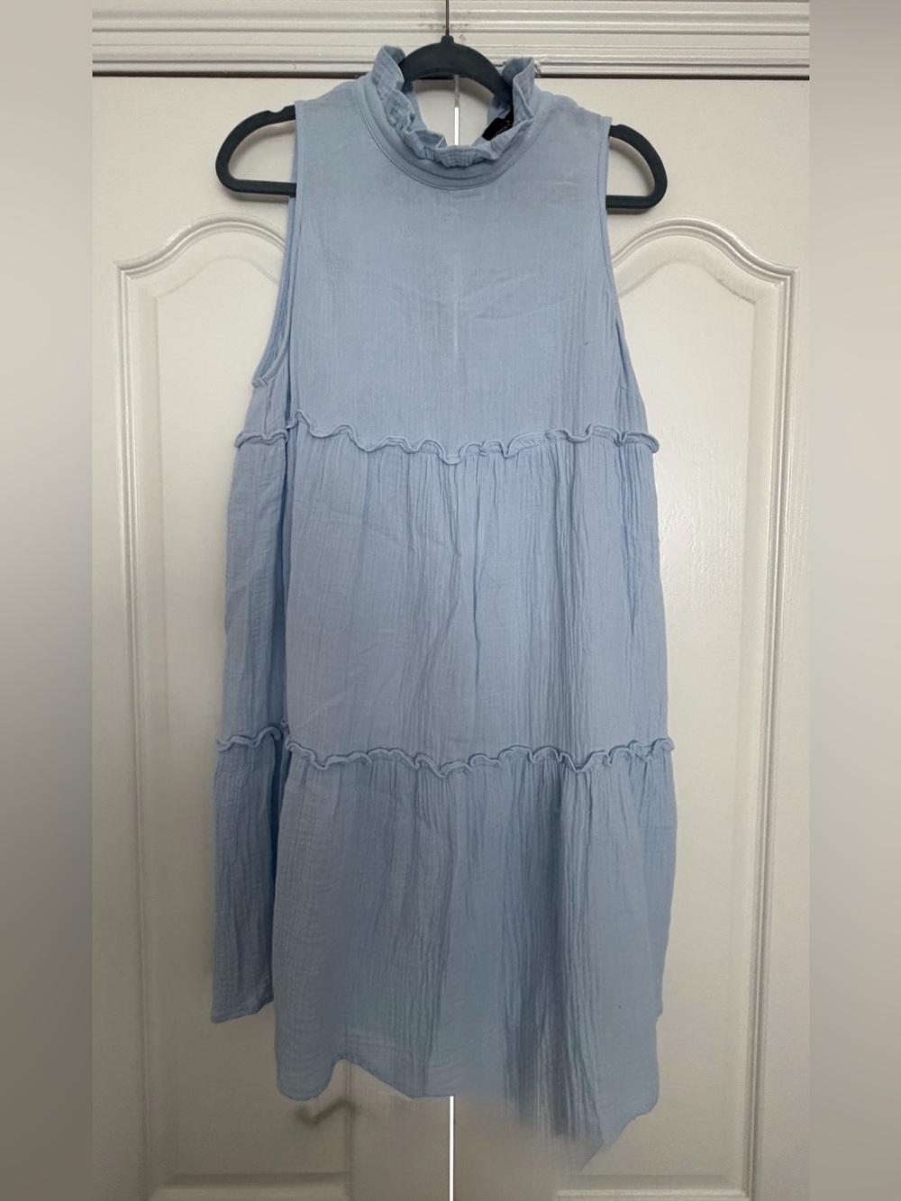 Pomander Place Light Blue Ruffled Tiered Mini Dress - Women - Picture 3 of 4